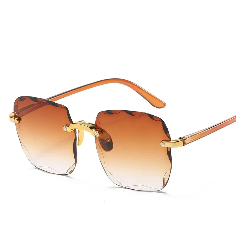 Óculos de Sol Sem Aro Quadrados – Design de Luxo com Lentes UV400