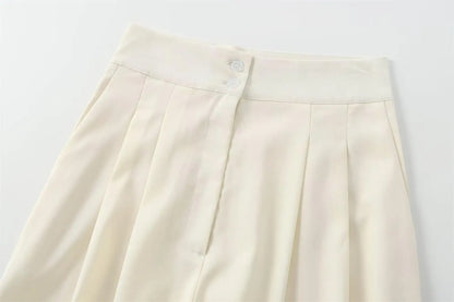 Conjunto Feminino de Calças e Top sem Mangas – Decote em V, Cinto Elegante e Corte Reto