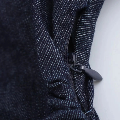 Vestido Midi Feminino em Denim – Elegância Casual Primavera/Verão 2025 com Mangas Curtas Franzidas