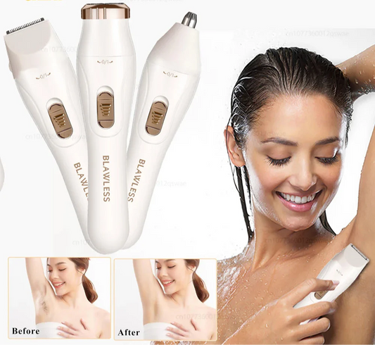 Depiladora Elétrica Feminina de Luxo – Aparador Portátil e Indolor para Rosto, Pernas, Axilas e Zona do Biquíni