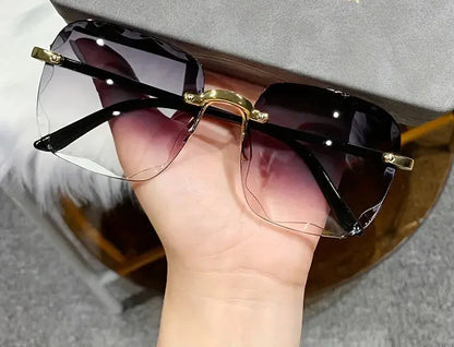 Óculos de Sol Sem Aro Quadrados – Design de Luxo com Lentes UV400