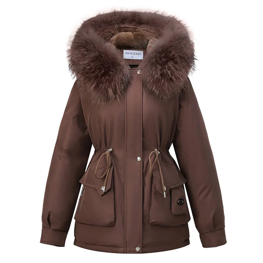 Casaco Parka Feminina de Inverno – Capuz com Pêlo e Corte Elegante
